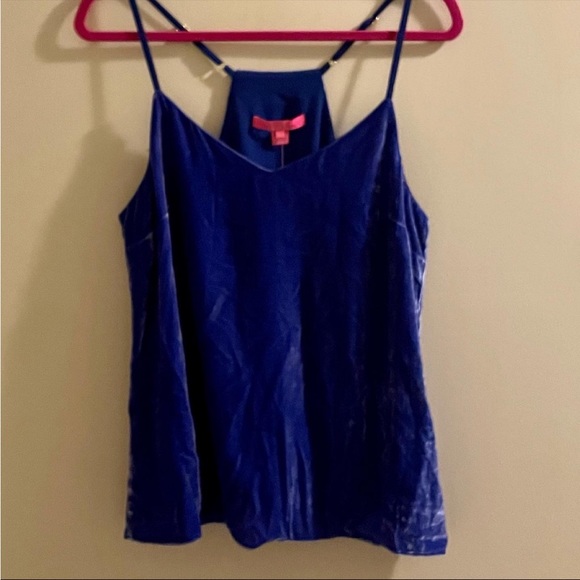 NWT Lilly Pulitzer Blue Crushed Velvet Top Size Medium - Picture 3 of 5